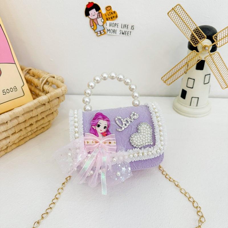 Girl Cinderella Belle Crossbody Shoulder Bag Cute Pearl Accessory Purse