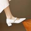 women cute white hollow out comfort spring & summer square heel shoes for party lady brown soft leather shoes ab641