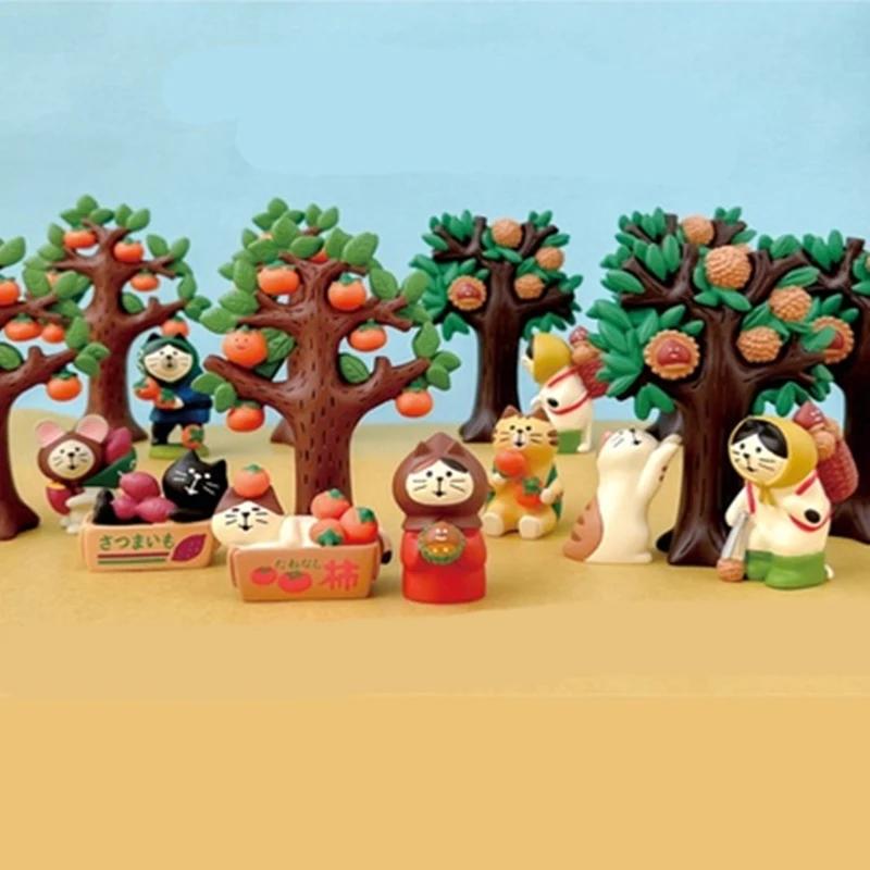 Japanese Ornaments Autumn Harvest Chestnut Series Japanese Photo Props Miniature Resin Gift INS Cat Collection Small Ornaments