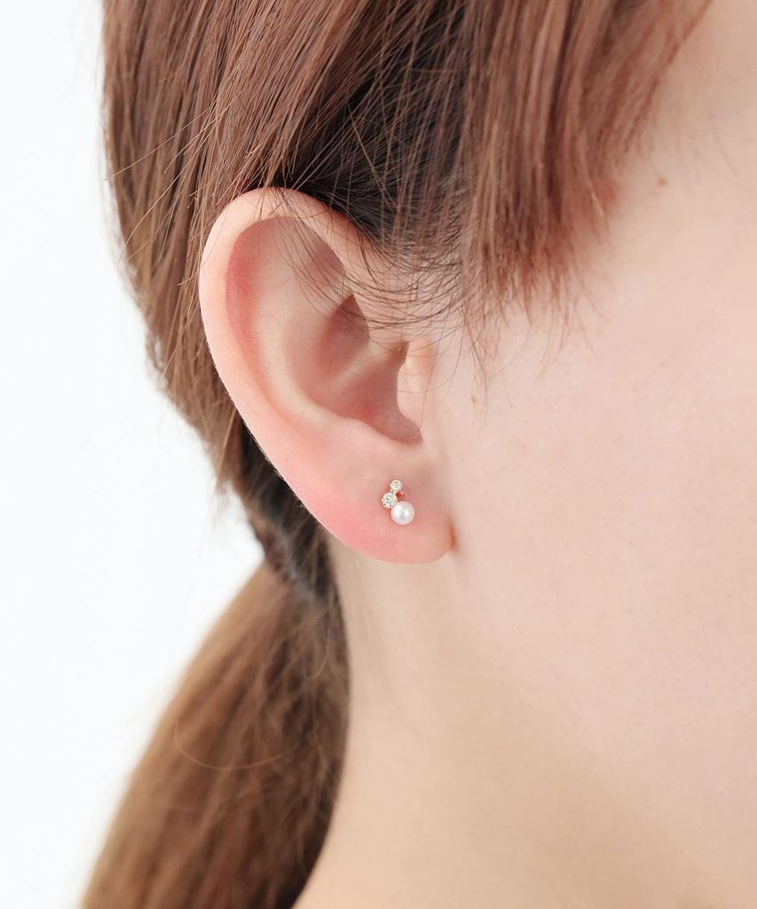 עגילי פנינה זירקוניה מעוקבת זהב צהוב K10 L&Co 43-7831