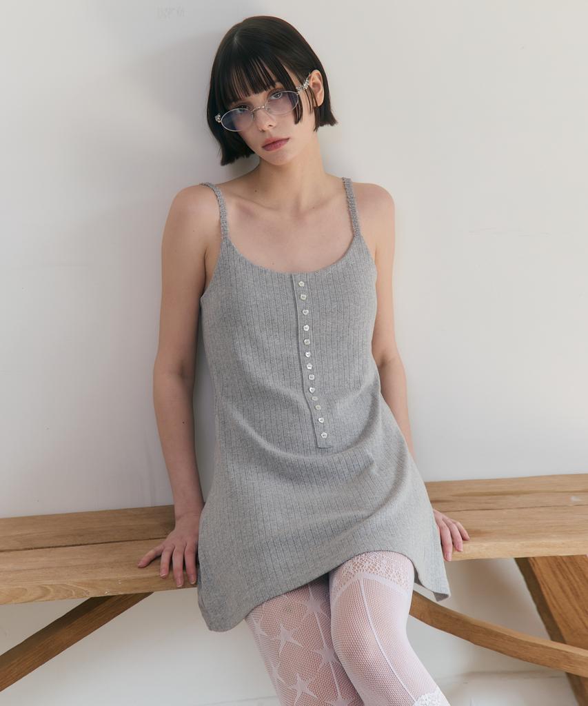Lojanneu Sweet Dreams Button Mini Dress (Gray)