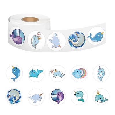 500 Stickers/roll New Narwhal Roll Stickers Rewards and Encourage Stickers Creative Handbook Roll Stickers Tape