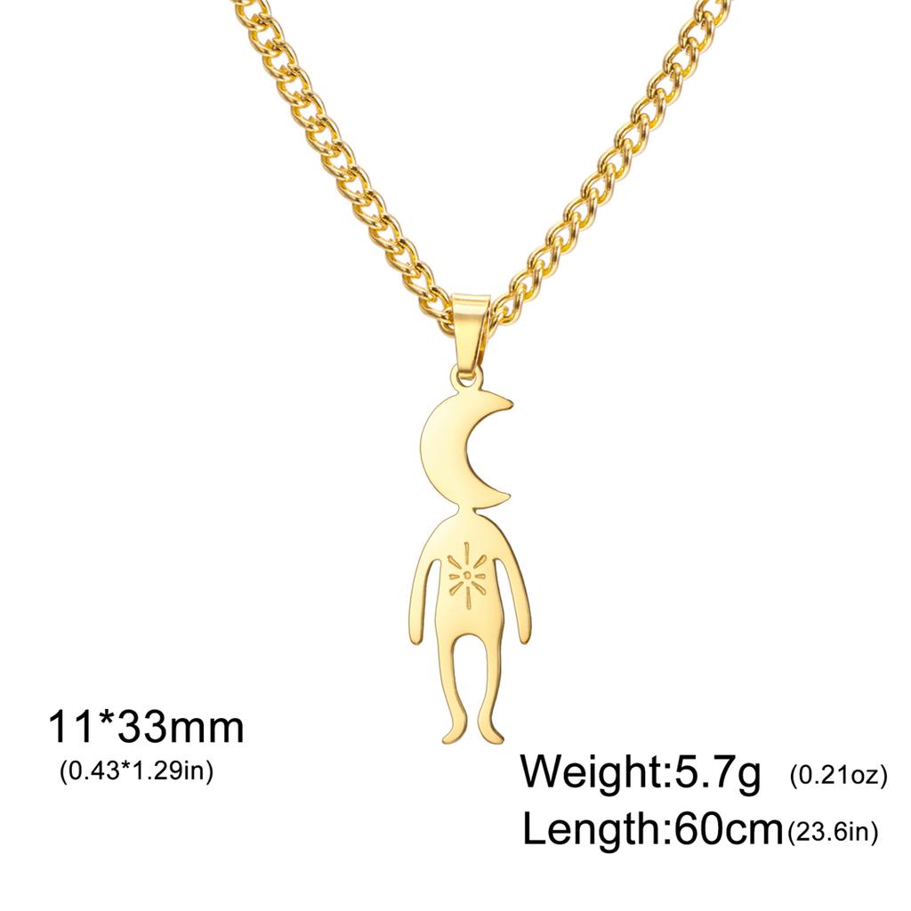  Spiral Moon Star Planet People Necklace for Children Fashion Fun Space Enthusiasts Pendant Necklaces Party Jewelry Gifts