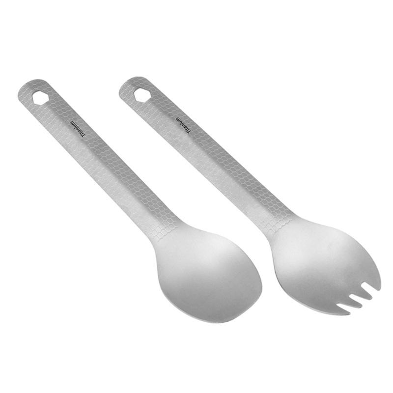 Portable Camping Spoon Strong Camping Titanium Spork Spoon Tableware Soup Spoon