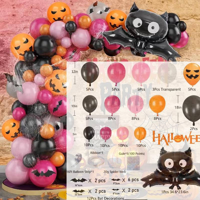 Halloween ballonnen krans boog set met zwarte en oranje kleurrijke confetti oogbol ballonnen geschikt voor Halloween huisdecoratie