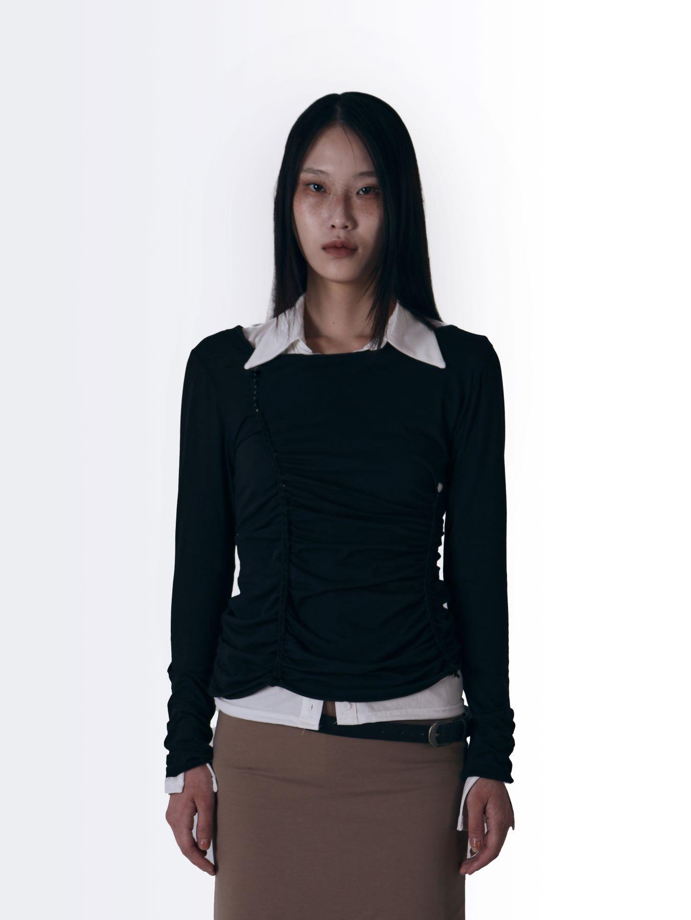 Sio Braid Detail Long Sleeve Top [Black] Black
