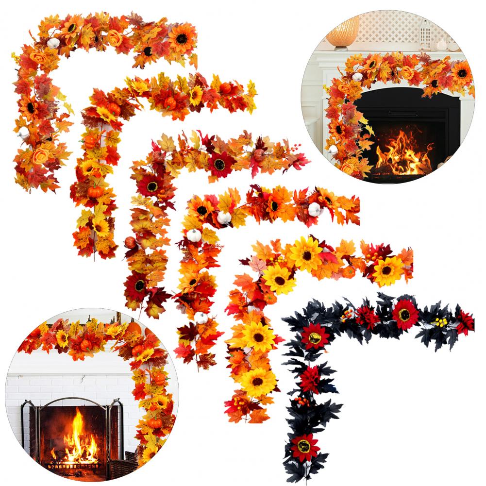 175CM Artificial Maple Leaf Flower Garland Home Garden Indoor Wall Hanging Faux Ivy Halloween Fall Harvest Festival Decoration