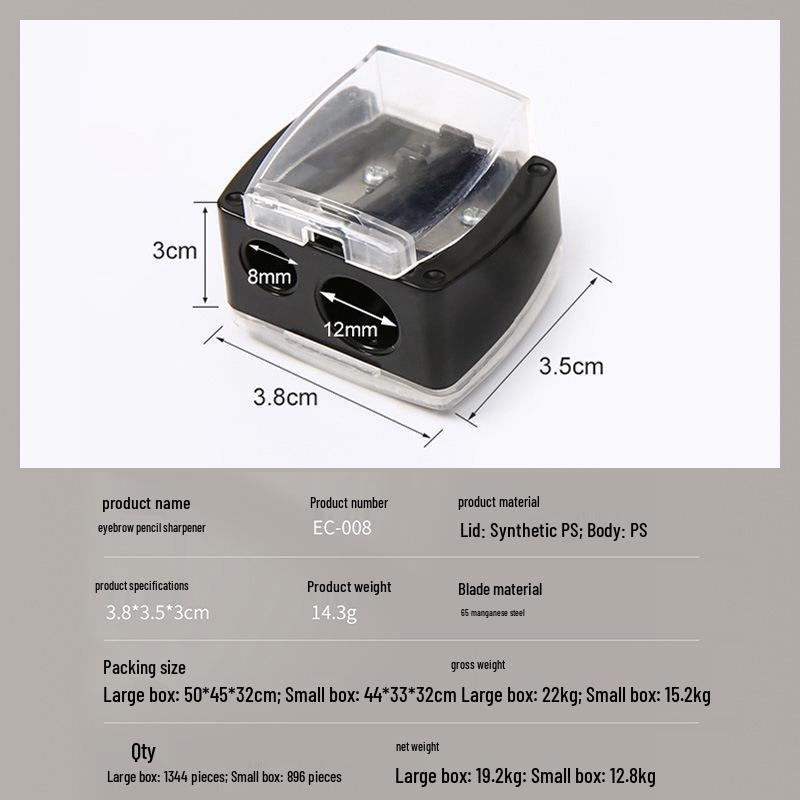 Dual-Hole Eyeliner & Eyebrow Pencil Sharpener with Lid