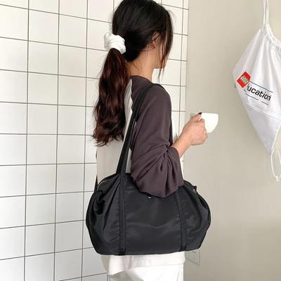 Nyl Women Barrel Shaped Shoulder Bag Student Commuter Daily Korean Style Handle Bag Summer Upscale Sweatproof Underarm Bag