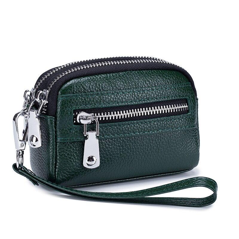 New Women's Coin Purse Real Cowhide Mini Bag Large Capacity Double Zipper Multifunctional Hand Bag Coin Bag Clutch Bag