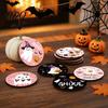 Kitchen Dining Accessories Halloween Wooden Coasters, Decorative Drink Heat Resistant Table Mats Decor for Coffee Mugs, Waterproof Party Home Holiday