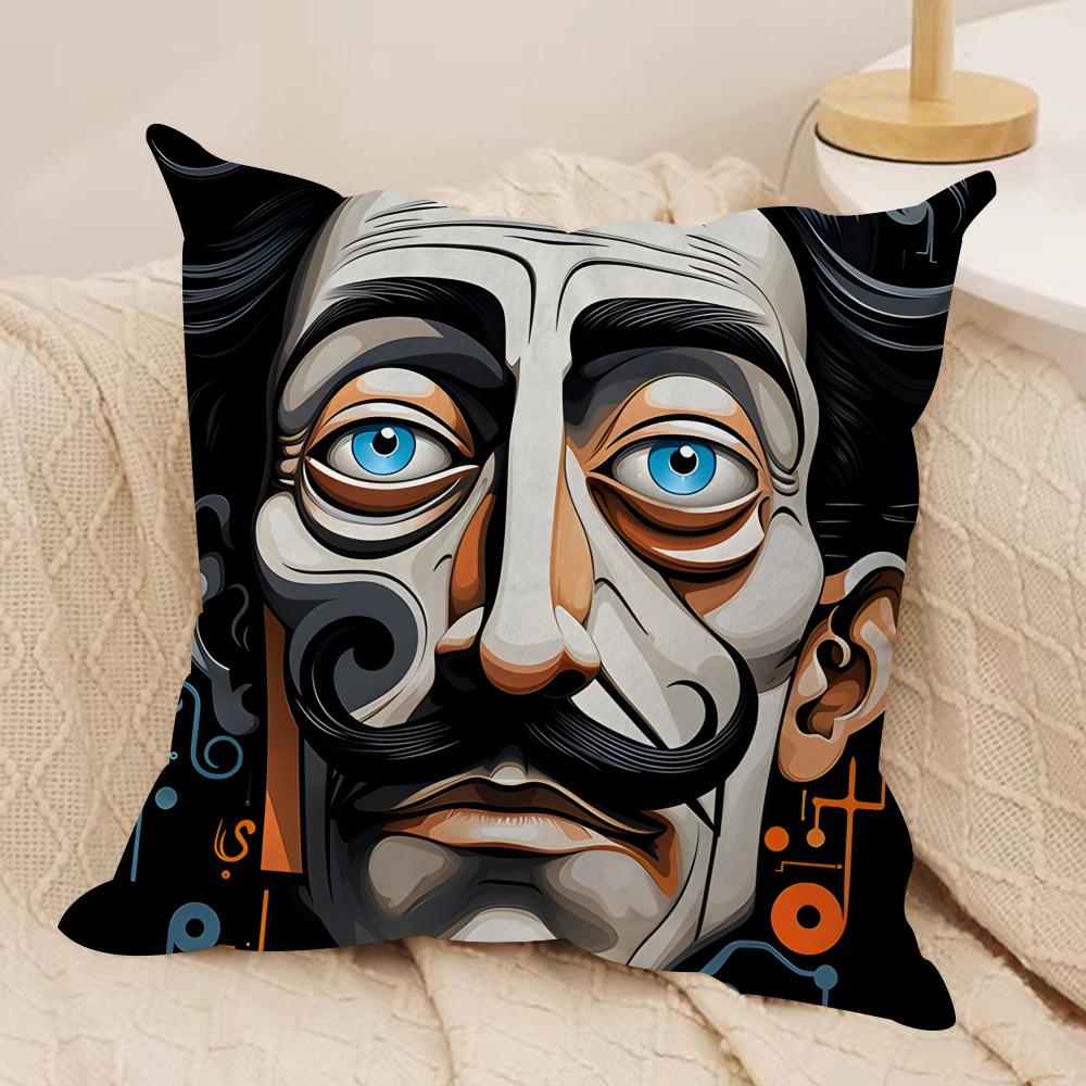 SSalvador Dali Abstract Cushion Cover Silky Short Plush Invisible Zipper Dustproof Sofa Pillow Case For Home Decor