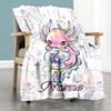 Pretty Pink Axolotls Personalized Name Blanket Throw Personalized Blanket Comfortable for Picnics Bed Couch Seaside for All Occasions