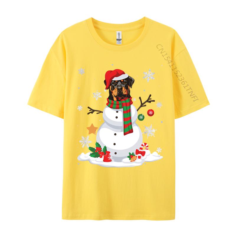 Funny Snowman Rottweiler Dog Santa Tshirt Black Cotton Tops  Tees Gift Cheap Custom T Shirt Brand Clothing