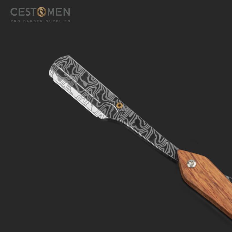 CESTOMEN Barber Classic Shaving Razor Blade Holder Men Wooden Handle Straight Edge Barber Razor Holder Folding Shaving Razor