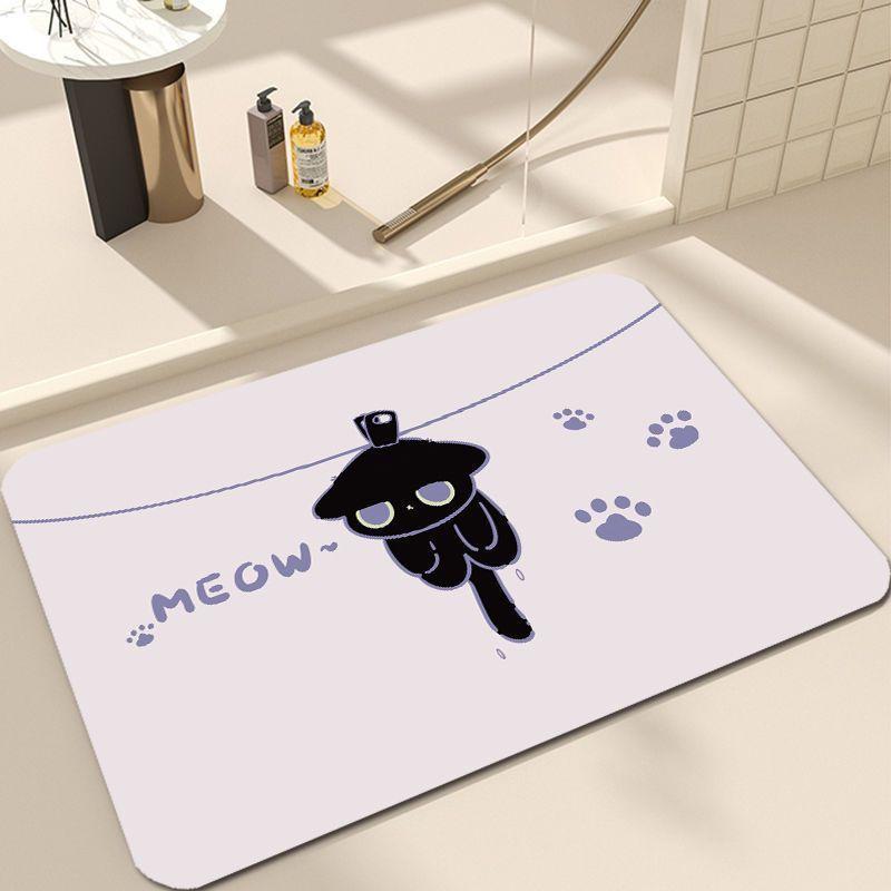 Tappetino da pavimento carino gatto Tappetino da bagno in fango di diatomee Tappetino da pavimento per porta d'ingresso Assorbimento dell'acqua asciugatura rapida ispessito tappetino per porta bagno WC