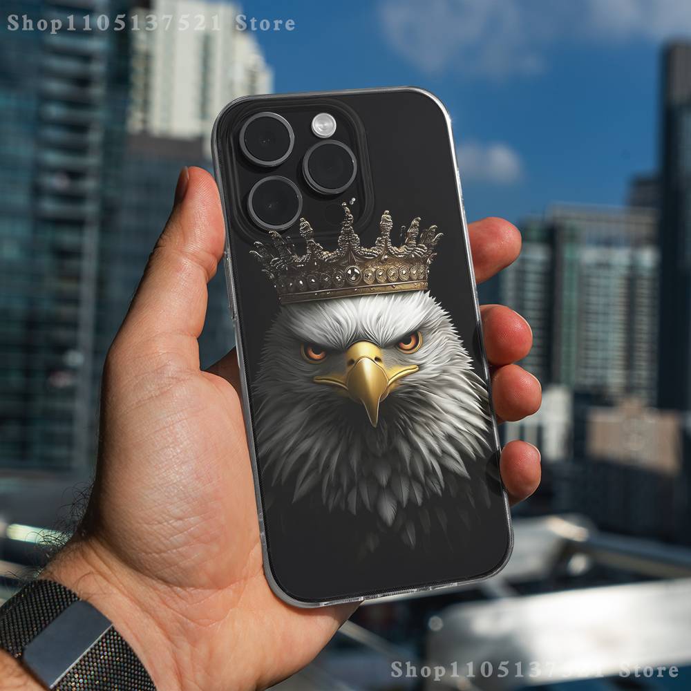 Cool Animal Eagle Art Phone Case For iPhone 16,15,17,12,13,14,11 Max,Pro,Plus,X,XS,XR,SE4,E Mini Transparent Cover iPhone12PRO