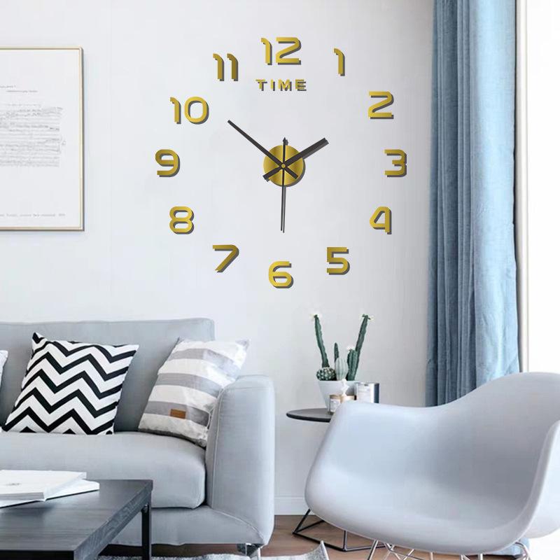 Creative Non-punching, Luminous DIY Wall Clock, Bedroom and Living Room Mirror Clock, Silent Acrylic Decorative Wall Clock