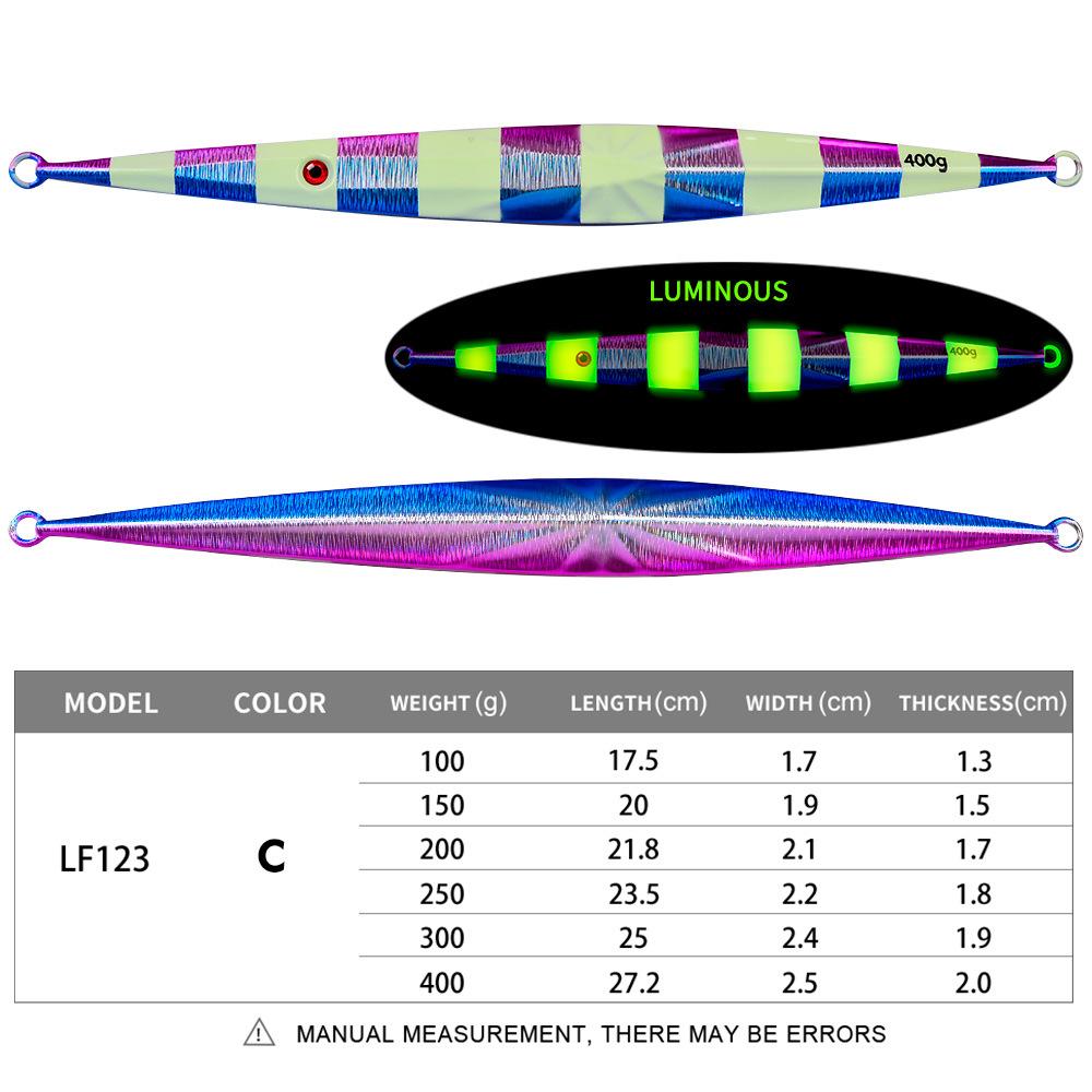 

Железная пластинчатая приманка 100–400 г, медленная рыбалка, морская рыболовная лодка, искусственная приманка, глубоководная длинная скумбрия, скумбрия 100g