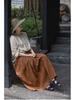 Women's Retro Cotton-Linen Elastic Waist Pleated Skirt - Summer 2023