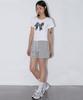 CHICKS Black Ribbon Crop Short Sleeve Tee White