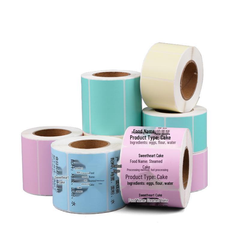 Multi-Color Waterproof Thermal Label Stickers for Milk Tea Shops (40x30mm, 60x40mm) - Yellow, Red, Blue, Self-Adhesive