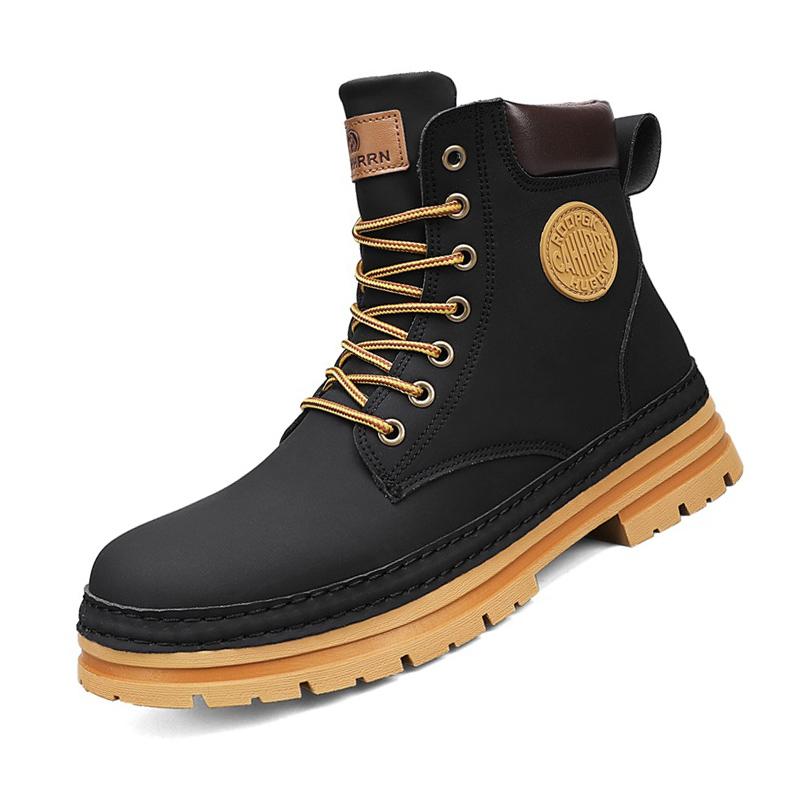 Fashion Yellow Boots Leather Chelsea Ankle Boots Shoes for Men With Free Shipping Autumn Men Bottines Chelsea Lace Up Leather Boots Man