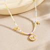 Gold Plated Stainless Steel Colorful Beaded Choker Necklace with Butterfly Star Charms for Women