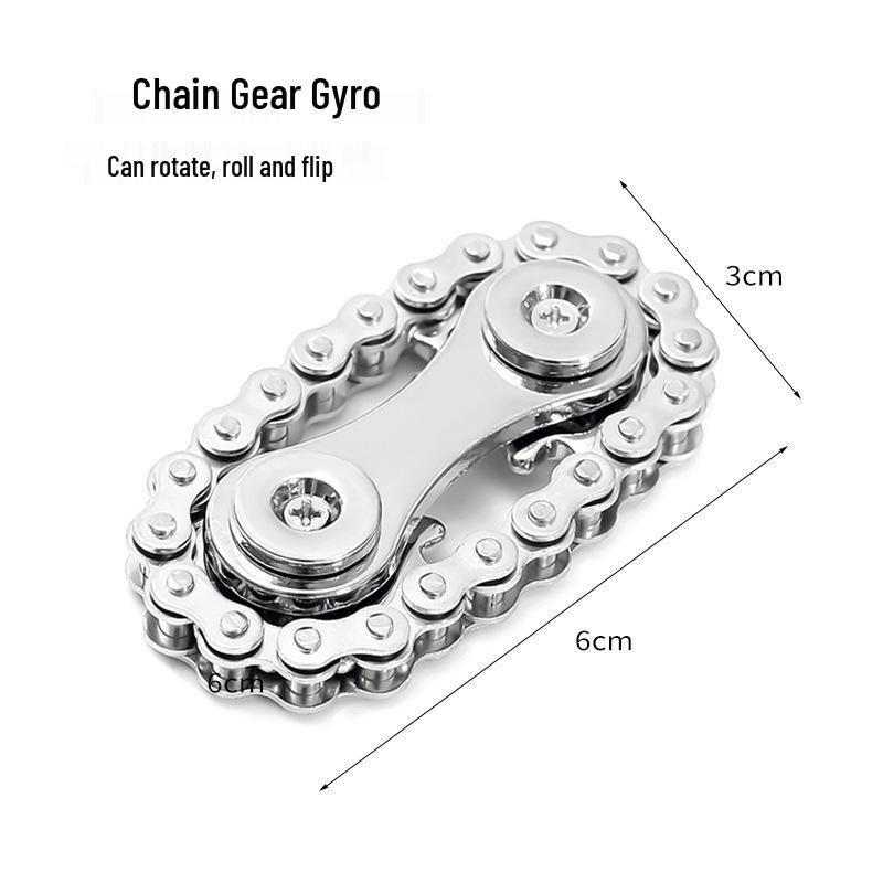 Portable Black Tech Gear Chain Fidget Spinner for Adult Stress Relief