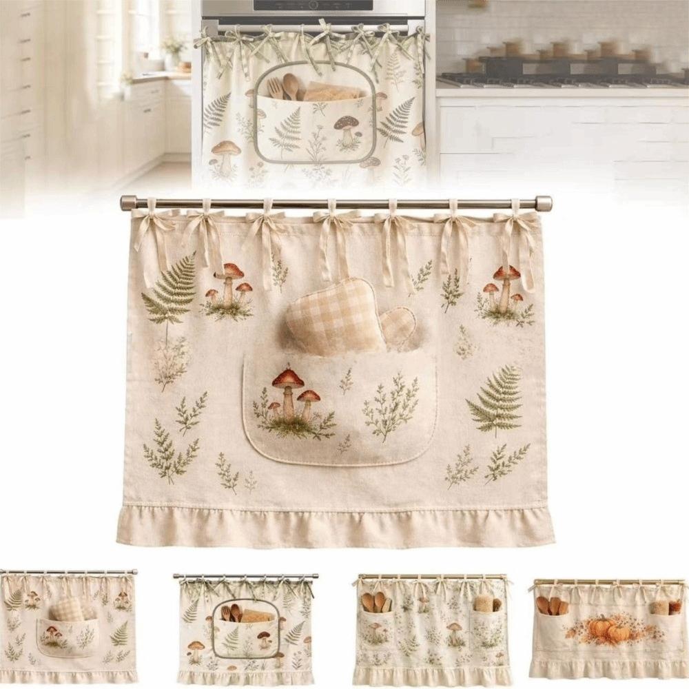 Ruffled Trim Oven Curtains Handmade Kitchen Oven Curtains New Stove Curtains  Rustic Kitchen