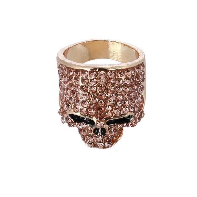 Fashion Punk Rhinestones Skull Rings Hiphop Glitter Silver Color Crystal Gothic Finger Ring for Women Men Party Jewelry Gift