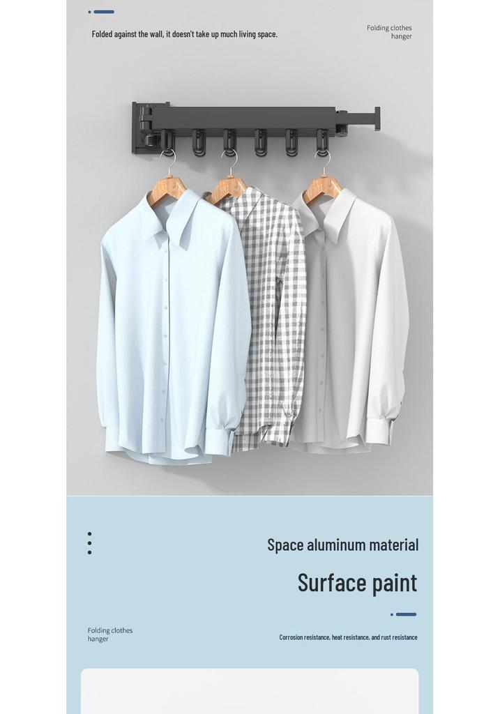 Wall-Mounted Telescopic Folding Clothes Drying Rack for Indoor/Outdoor Use