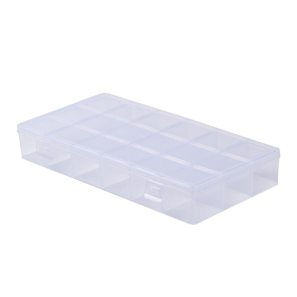 18-Compartment Clear Plastic Jewelry Organizer Box for Convenient Storage of Hand Ornaments and Ear Studs