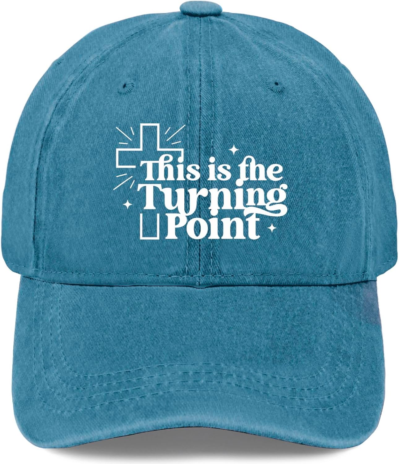 

This is The Turning Point Christian Cross Baseball Cap Distressed Washed Casual Adult Unisex One Size