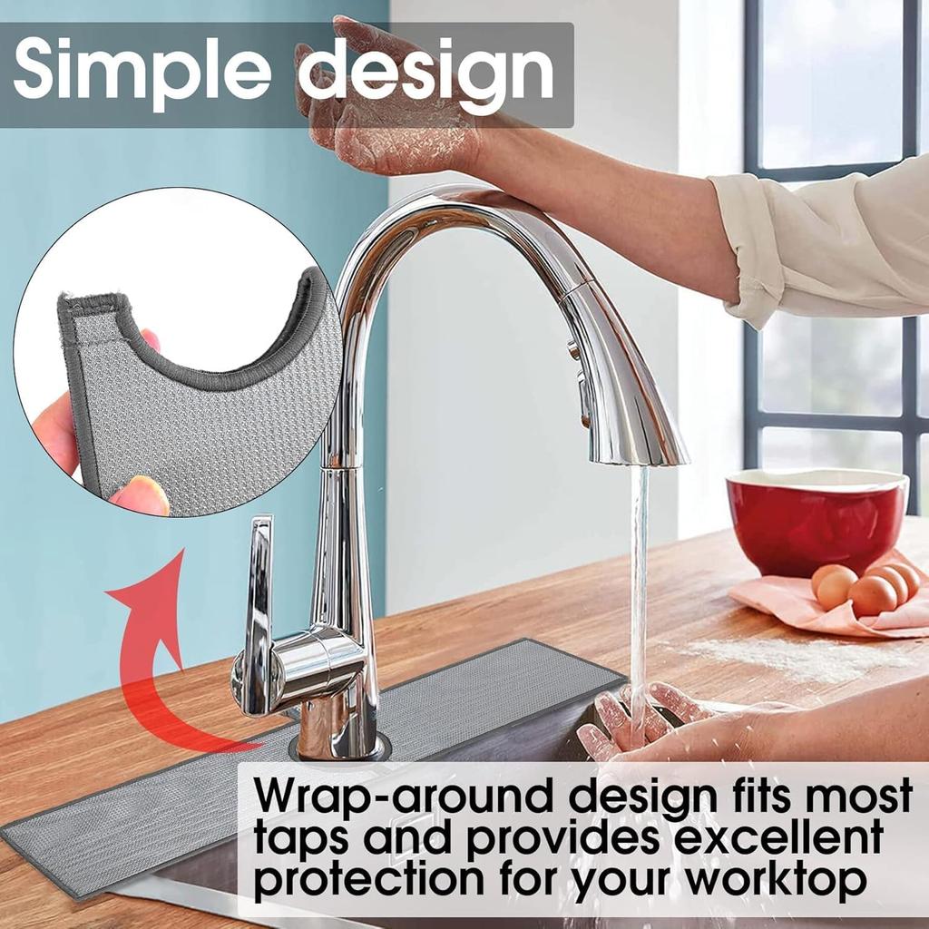 Bimkole 2 PCS Faucet Absorbent Mat, Kitchen Faucet Sink Splash Guard Wraparound Cloth Pads Sink Splash Absorbent Pad for Kitchen Bathroom Faucet