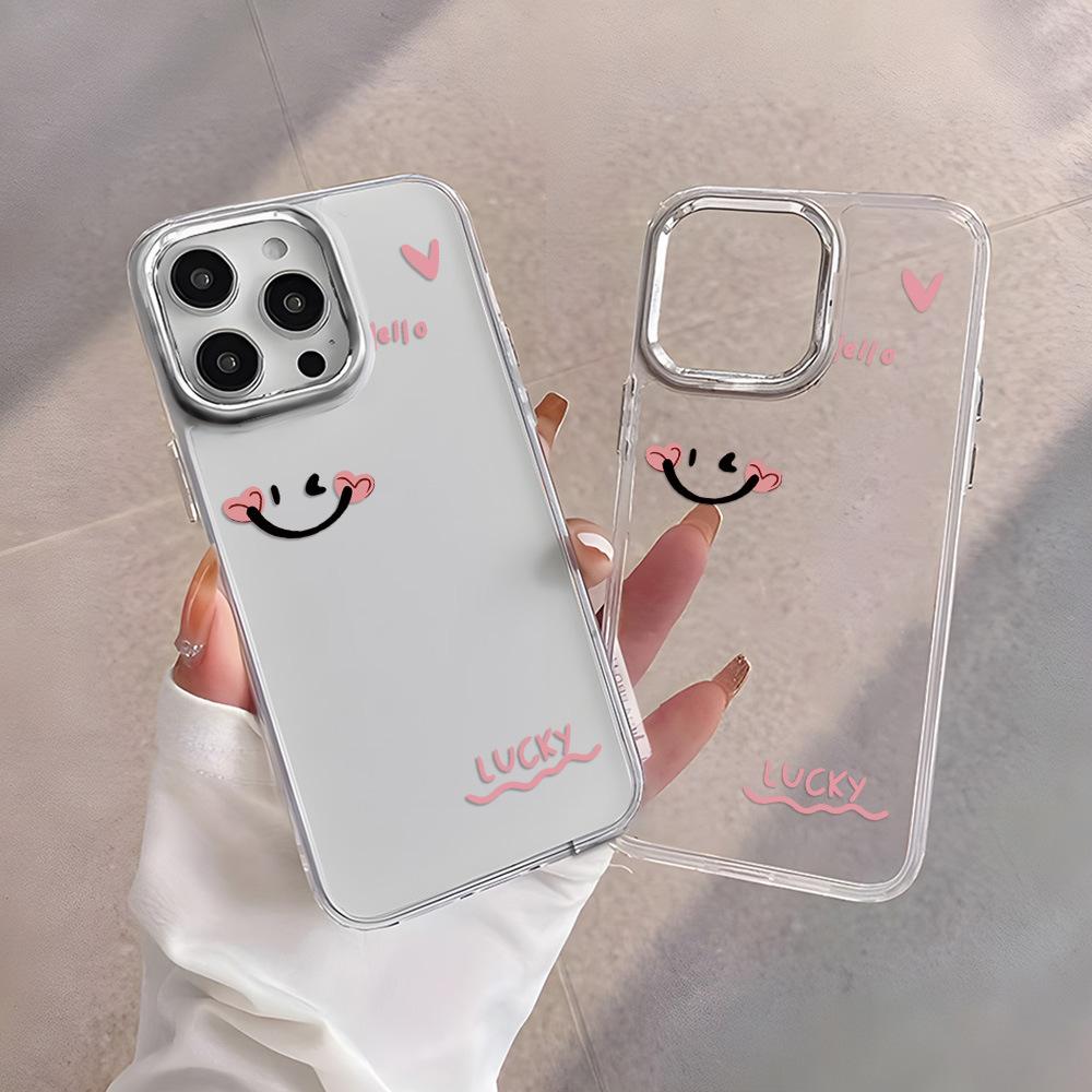 Love English smile applies to iPhone17ProMax transparent mobile phone case Apple 16 soft case 14/13 anti-drop x