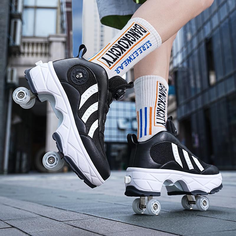 Runaway Shoes Four-wheel Student Children's Roller Skates Boys and Girls Removable Sneakers with Wheels