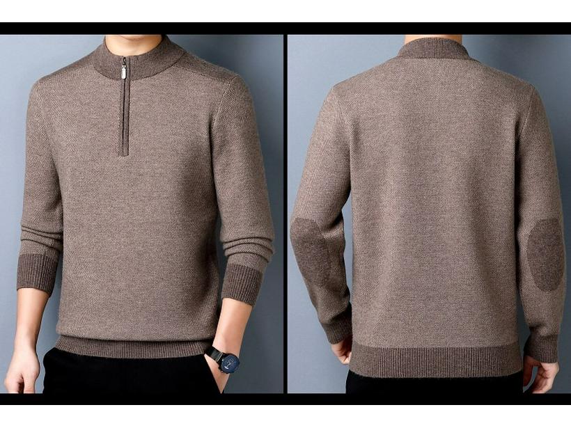 Brand Men's Wool Half-Zip Sweater - 2025 Autumn/Winter Edition: Thick, Warm Middle-Aged Dad Style Base Layer