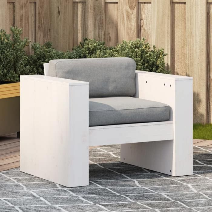VidaXL Garden Sofa, Patio Seat with Armrests and Backrest, Front Porch Backyard Lawn Armchair, White 832366