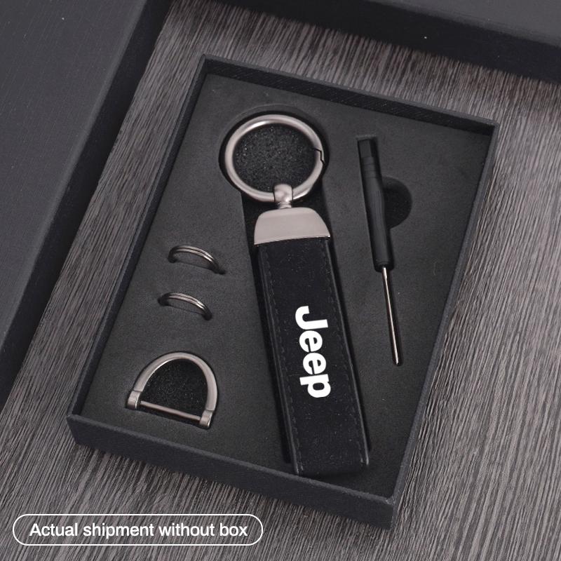 

Cup Holders Metal Leather Car Keychain Key Ring Accessories For Jeep Renegade Compass Grand Cherokee Wrangler jk Gladiator Patri