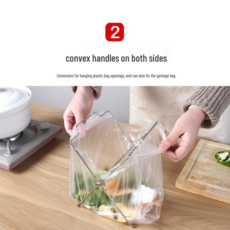 Foldable Stainless Steel Trash Bag Holder & Dishcloth Rack