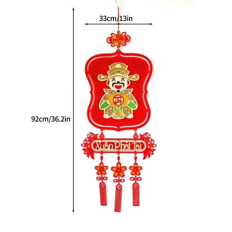 Vietnamese New Years Decoration 2026 Chinese Spring Festival Lucky Pendant with Tassel Chinese New Year Window Wall Decoration