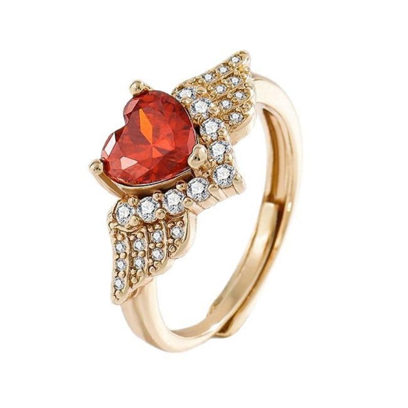 Practical Adjustable Opening Rings Sparkling Heart Shape Rings Copper Texture Suitable for Wedding and Parties Wear 1