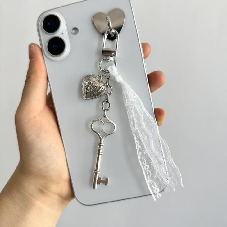 Lovely Lace Heart Keychain Decorative Resin Keyring Compact Design Bag Ornament Ideal For Daily Use And Gift Giving