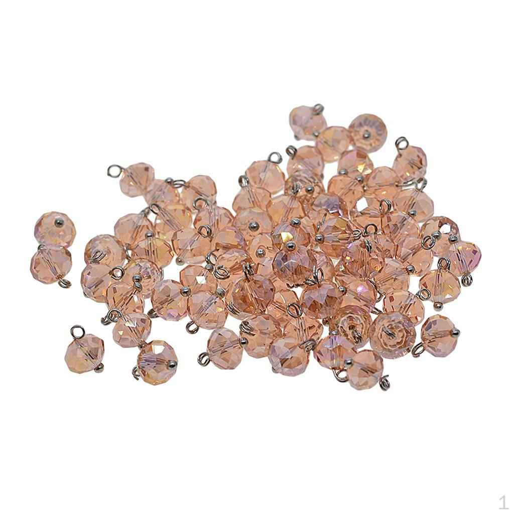 100 Crystal Pendant Faceted Glass Bead Fit Bracelet Earrings