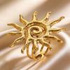 Classic Retro Stainless Steel Sun Rings for Women Fashion Simple Texture Gold Silver Color Finger Rings Female Casual Jewelry