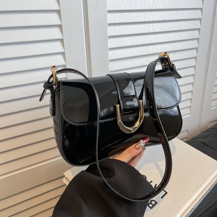 

New Women s Baguette Bag Retro Hand-held Underarm Bag чёрный