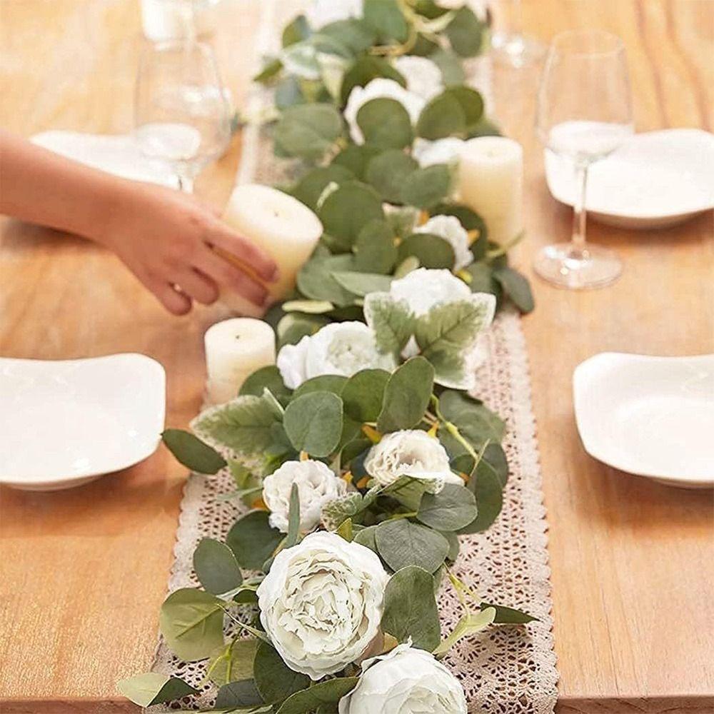 Green Eucalyptus Leaves Artificial Poeny Vine Plant Wall Decorative Flower Bar Decoration