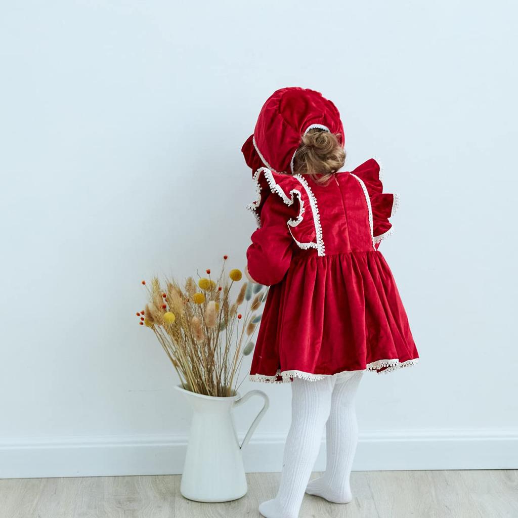 Babykleidung für den festlichen Tag [Famuka] Mädchen, 2-teiliges Set, Kleid, Hut, Kleid, Mädchen/Zeremonie/Lange Ärmel/Baby/Neujahr