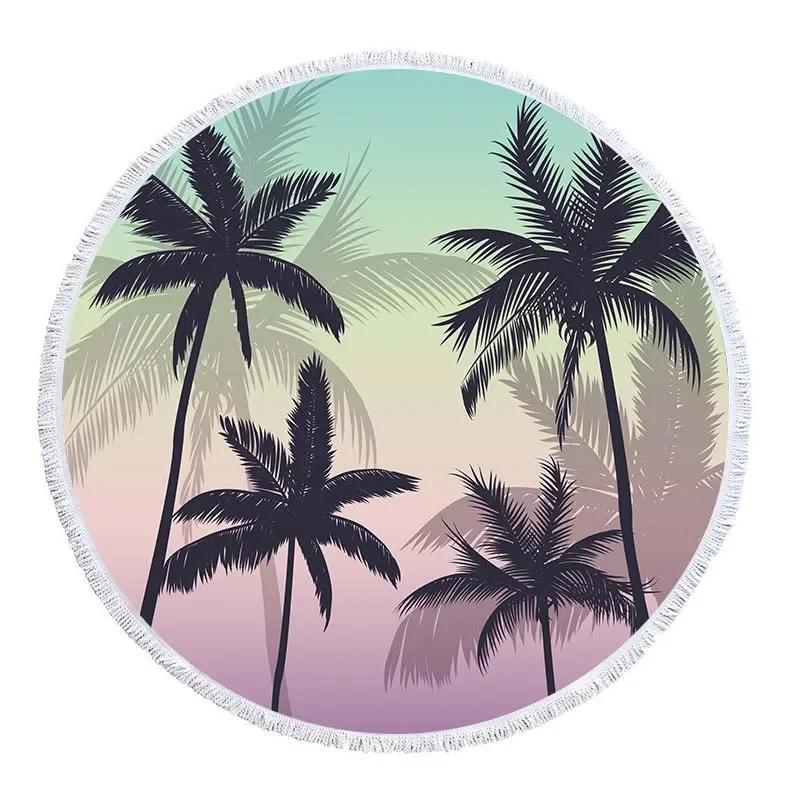 Summer Boho Style Towel Beach Landscape Mandala Big Terry Towels Tree Sea Woman Scenic Vacation Round Beach Towel